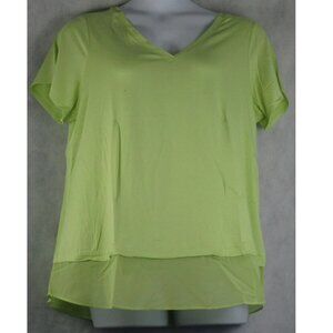 JM Collection Women's Plus Size Layered-Look V-Neck T-Shirt Top, Lime Green, 1X